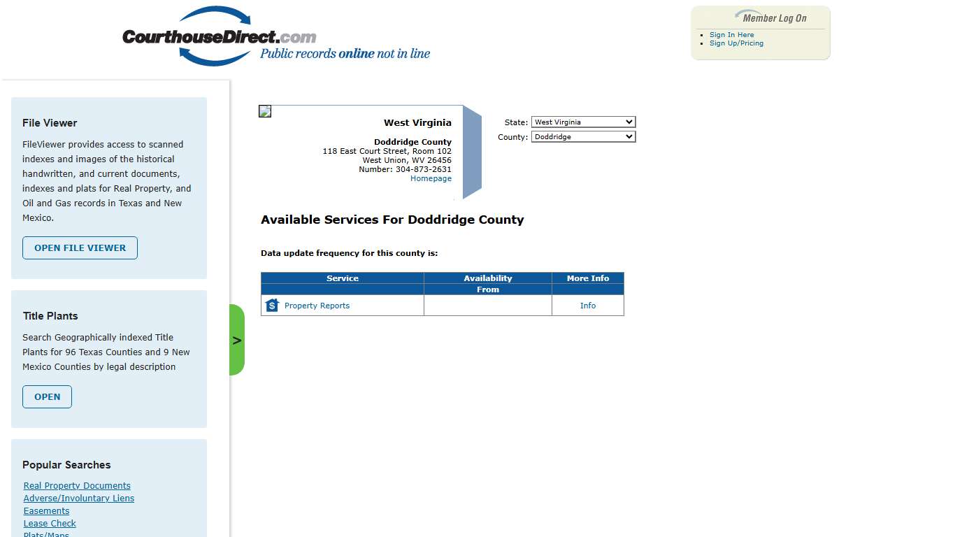 Search Doddridge County Public Property Records Online | CourthouseDirect.com