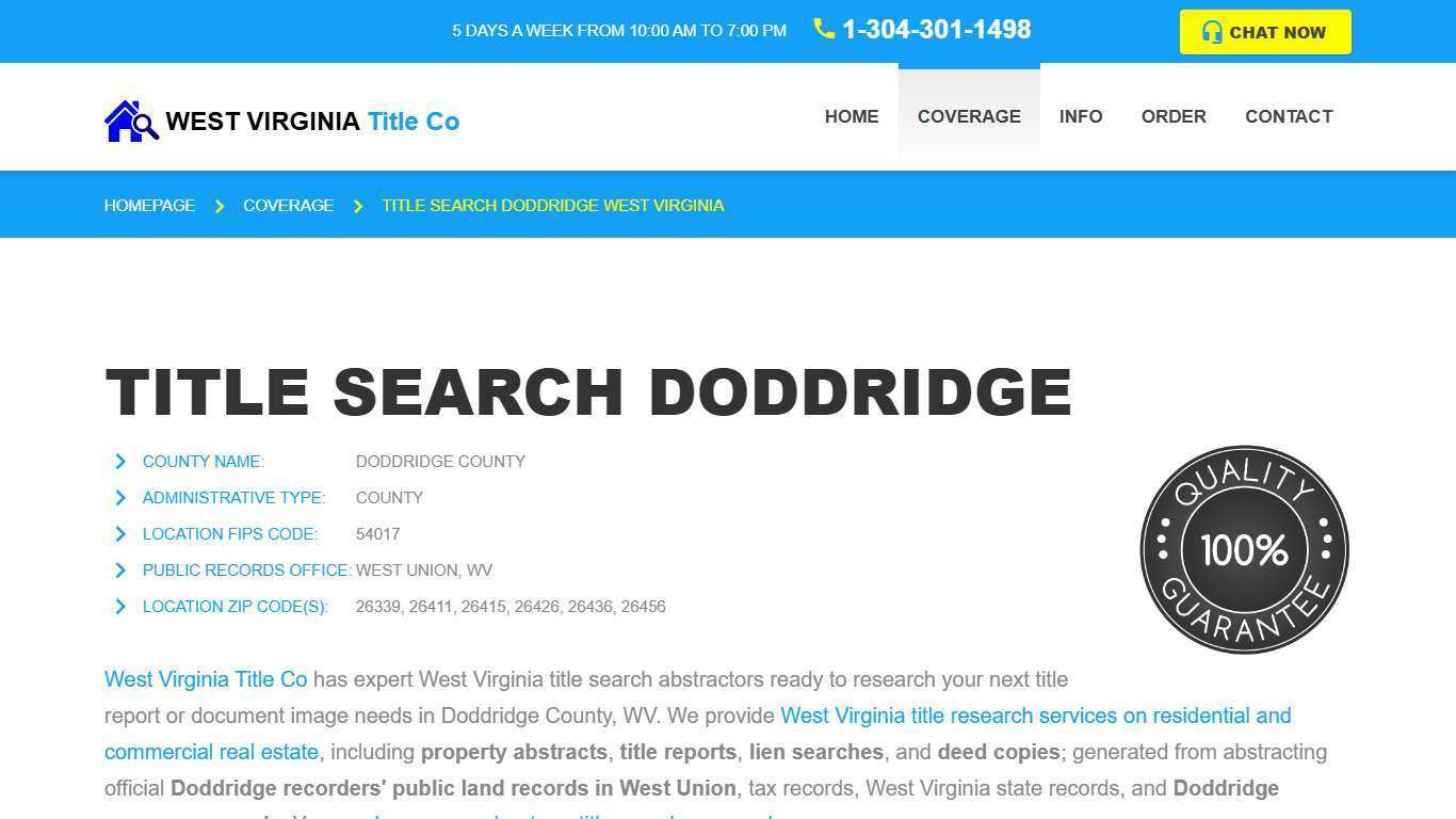 Title Search Doddridge, WV - Property Records Research & Reports